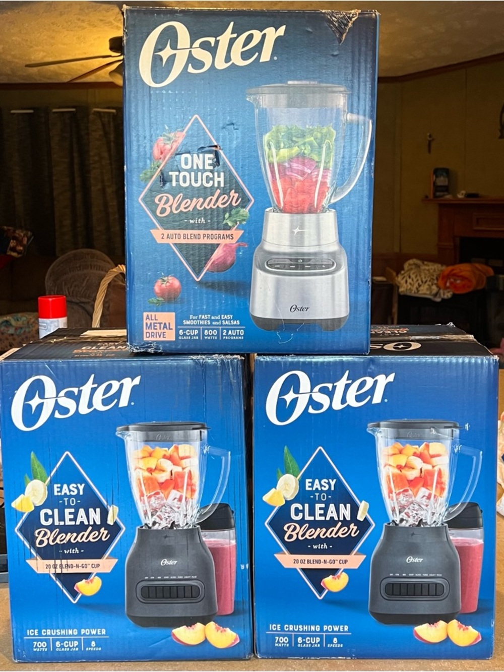 Oster Clear Glass Blender Pitcher on Blue Box